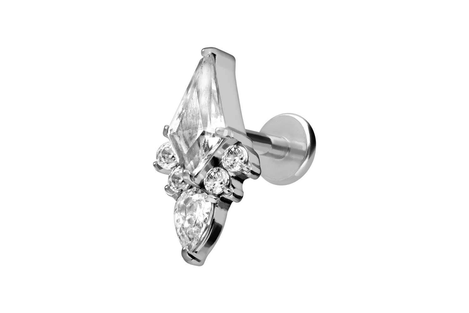 Titan Labret Piercing mit Innengewinde KRISTALLSCHILD
